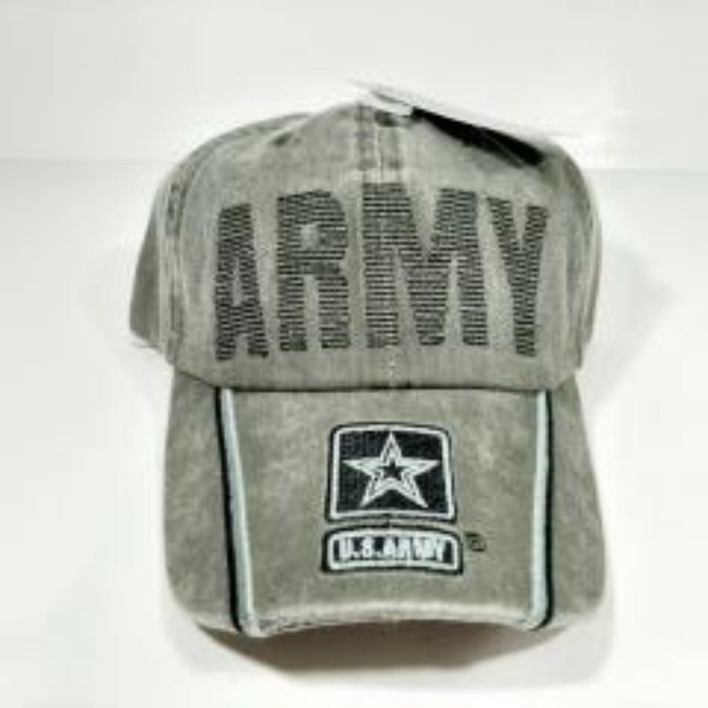 US Army Stitched Hat U.S. Army Star Embroidered on Brim Cap Olive Green